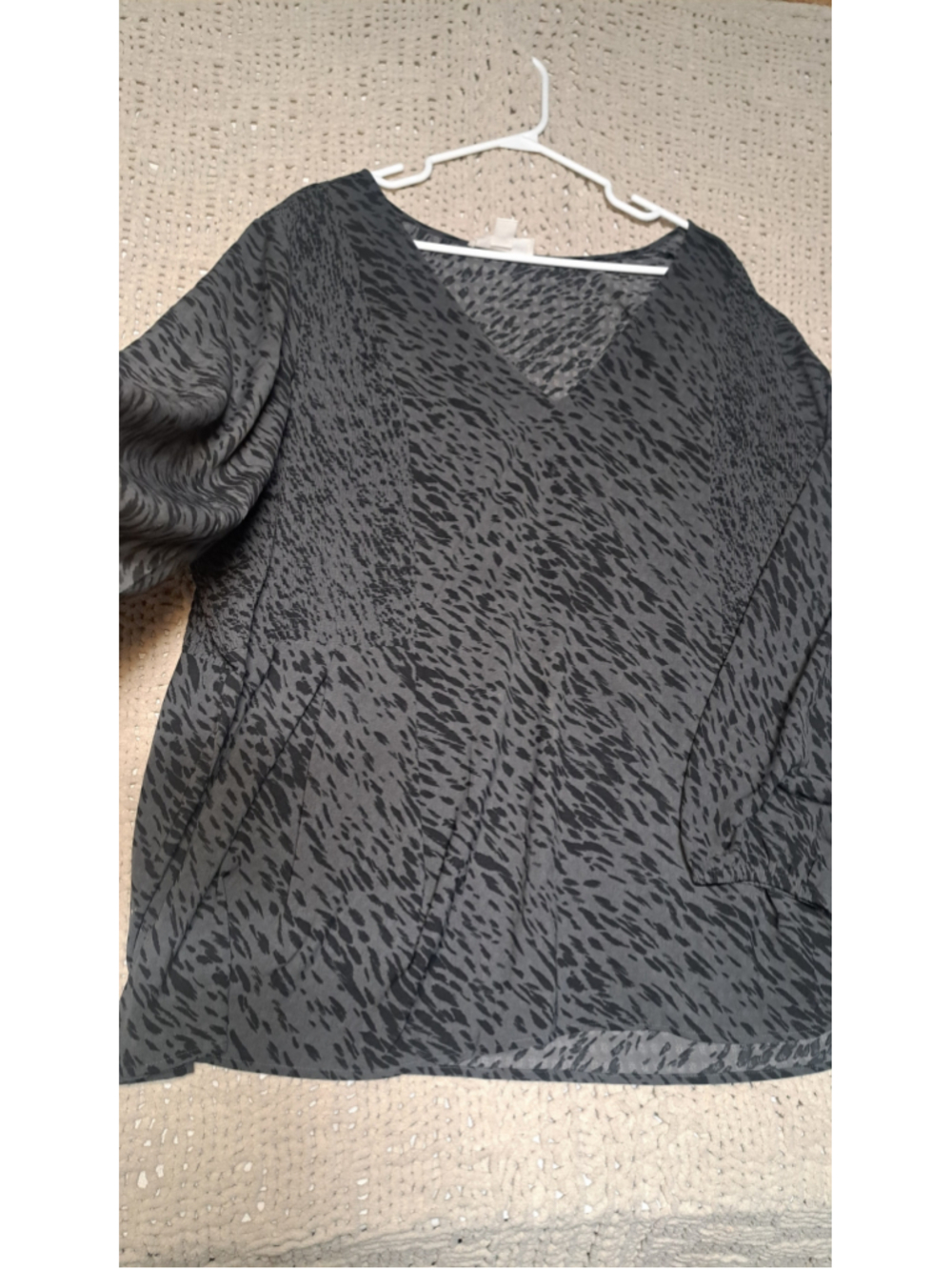 810 - Women's Addition Elle Long Sleeve Top, 4X, Grey and Black